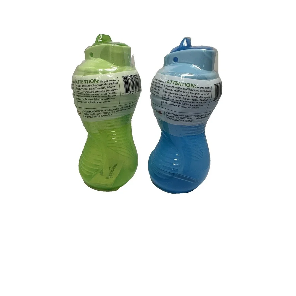 MUNCHKIN 12 month + spill proof mighty grip SIPPY CUPS 10 oz GREEN‎ BLUE